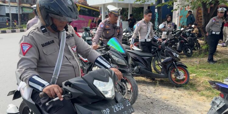 Puluhan Motor Knalpot Brong Terjaring Razia Operasi Patuh Anoa di Kendari
